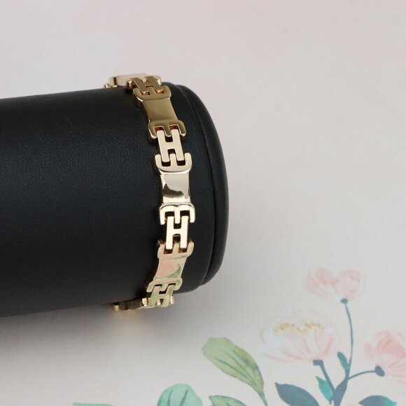 "Rose Gold Polished Link Bracelet in 19cm Gold Plated Brass, XPBL0874 - Picture 11 of 13